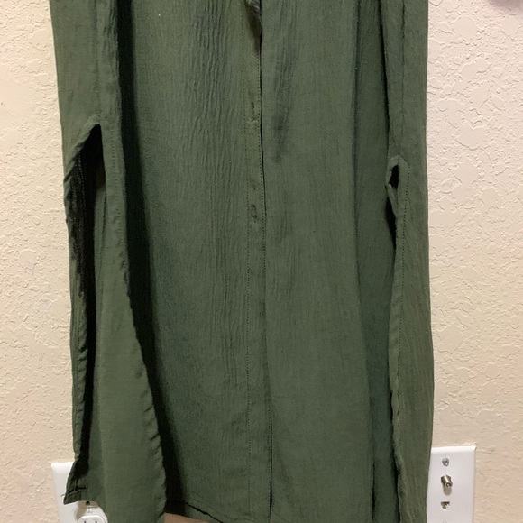 Army green maxi dress medium m by max studio button up front - Picture 5 of 7